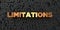Limitations - Gold text on black background - 3D rendered royalty free stock picture