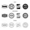 Limited edition, vintage, mega discont, dig sale.Label,set collection icons in black,monochrome,outline style vector