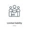 Limited liability outline vector icon. Thin line black limited liability icon, flat vector simple element illustration from