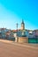 Limmat quay with St Peter clock tower Zurich