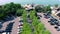 Limo pulling into beach wedding venue top down birds eye view