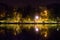 Limoges, France. Beauty of quiet pond and Park at night
