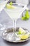 Limonade martini cocktail garnished with lime