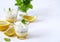 Limoncello - italian Dessert.  Lemon Cheesecake Mousse with Whipped Cream in cups. Summer dessert