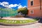 Limone sul Garda fountain and square by the lake view