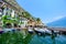 Limone sul Garda - harbour village at Lake Garda with beautiful mountain scenery, Italy - travel destination