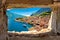 Limone sul Garda view through stone window from hill