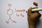 Limonene C10,H16 molecule written on the white board. Structural chemical formula. Education concept