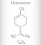 Limonene molecule - structural chemical formula and model