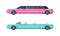 Limousine as Long Wheelbase Luxury Sedan and Urban Transport Vector Set