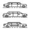 Limousine icons set, outline style