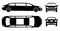 Limousine pictogram vector illustration with side, front, back, top view