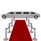 Limousine and red carpet concept, flat design, vector illustration