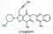 Linagliptin, C25H28N8O2 molecule. It is DPP-4 inhibitor, used for the treatment of type II diabetes. Skeletal chemical formula