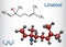 Linalool  molecule. Structural chemical formula and molecule model