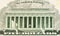 Lincoln memorial on paper five dollars bill