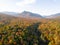 Lincoln Woods trail in Franconia Notch in Autumn season by drone aerial