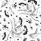 Linden blossom hand drawn seamless pattern with flower