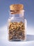 Linden in cork bottle- dry herbs for traditional medicine