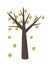 Linden tree with falling leaves in simple flat design ill