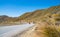 Lindis Pass landscape of golden tussock