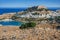 Lindos with the castle above of Rhodes