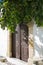 LINDOS, RHODES, GREECE: Door and bush in antique town