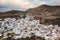 Lindos town in Greece aerial view white houses in Rhodes island cityscape viewpoint traditional greek architecture famous landmark