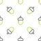 Line Acorn icon isolated seamless pattern on white background. Vector Illustration