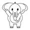 Line adorable elephant wild animal with hand up