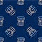 Line African darbuka drum icon isolated seamless pattern on blue background. Musical instrument. Vector