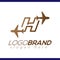Line Airways H letter logo vector element. Initial Plane Travel logo Template