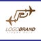 Line Airways P letter logo vector element. Initial Plane Travel logo Template