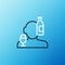 Line Alcoholism, or alcohol use disorder icon isolated on blue background. Colorful outline concept. Vector