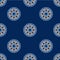 Line Alloy wheel for car icon isolated seamless pattern on blue background. Vector