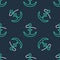 Line Anchor icon isolated seamless pattern on black background. Vector