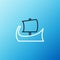 Line Ancient Greek trireme icon isolated on blue background. Colorful outline concept. Vector