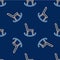 Line Armchair icon isolated seamless pattern on blue background. Vector