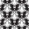 Line art abstract butterflies vector seamless pattern. Black and white monochrome ornamental background. Swirl dotted lines