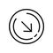 Line Art. Arrow Down Right vector icon. This rounded flat symbol