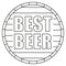 Line art black and white best beer text on barrel
