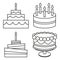 Line art black and white birthday cake set