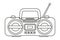 Line art black and white boombox