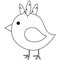 Line art black and white chicken chick icon poster.