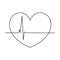 Line art black and white healthy heart cardiogram