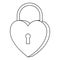 Line art black and white heart padlock