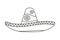 Line art black and white mexican hat