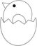 Line art black and white new born chicken chick icon poster.