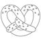 Line art black and white pretzel with sesame seed