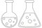 Line art black and white science test tube icon set.